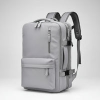 Gray backpack with multiple compartments 