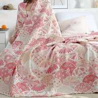 Muslin Throw Blanket Stitch Shell Cotton Gauze Quilt For Decorative Bed Sofa Office Nap Cover Blankets Bedspreads On The Bed