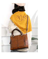 Women's Retro PU Leather Crossbody Handbag Fashion Classical Style Shoulder Purse Casual Daily Bag Large Capacity Tote Simple