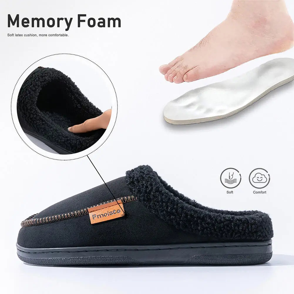 Luxurious Men's Warm Suede Slippers with Fleece Lining – Perfect for Cozy Winter Days