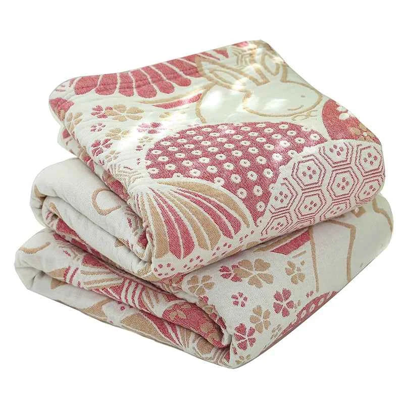 Muslin Throw Blanket Stitch Shell Cotton Gauze Quilt For Decorative Bed Sofa Office Nap Cover Blankets Bedspreads On The Bed