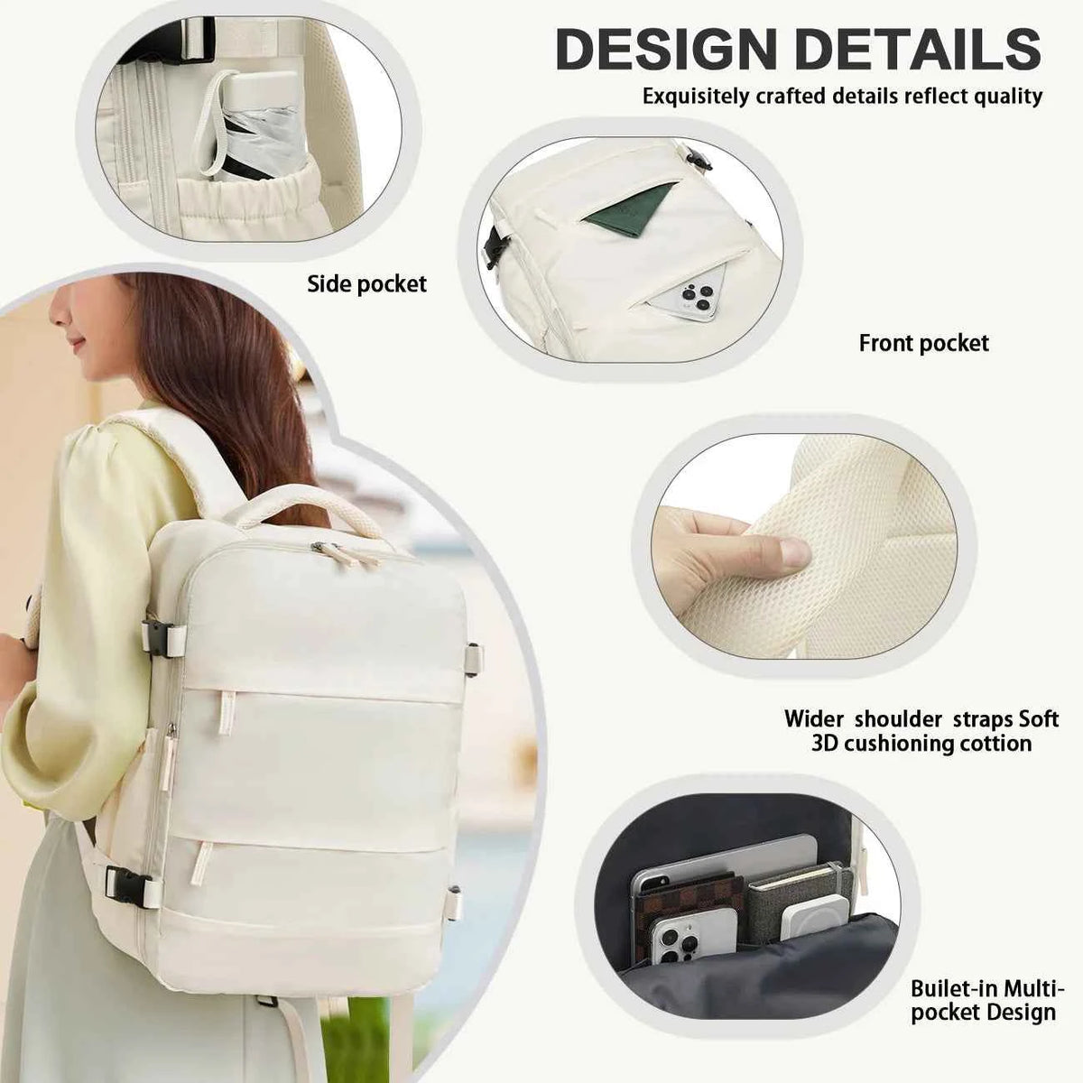Ryanair Backpack Travel Cabin Airplane 43x30x18, Air Vacuum compression Backpack, Women Men Backpack Business Laptop Bag Handbag