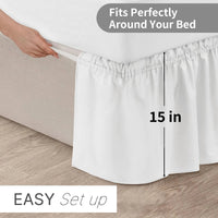 Adjustable Bed Skirt - Elastic Wrap Around, Wrinkle Free & Fade Resistant, Full Size for Women, Men, Kids & Teens Bedding