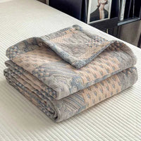 Luxury 100% Cotton Throw Blanket for Single Queen King Bed All Season Pure Cotton Blankets Cozy Soft Breathable Thermal Blankets