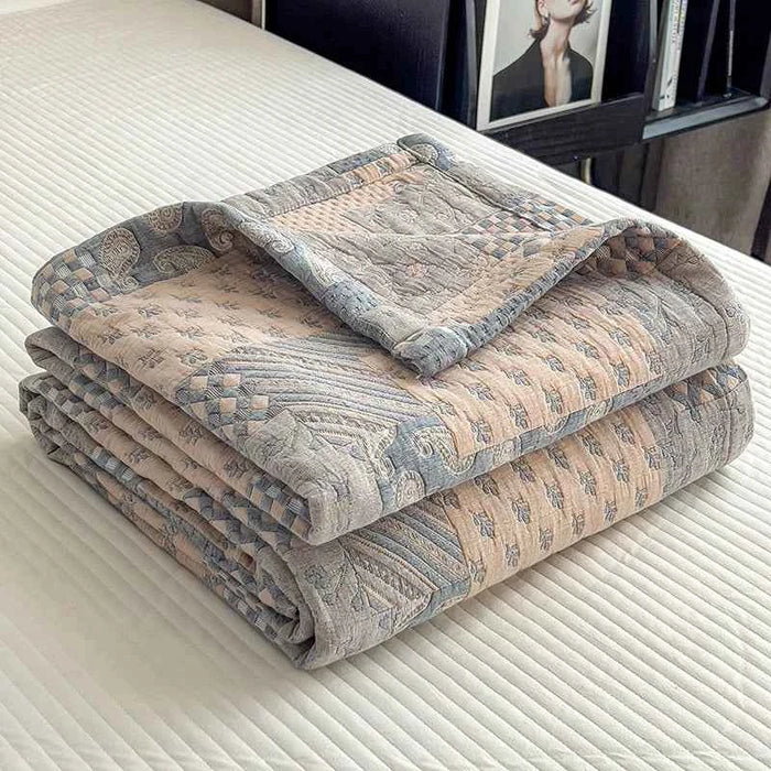 Luxury 100% Cotton Throw Blanket for Single Queen King Bed All Season Pure Cotton Blankets Cozy Soft Breathable Thermal Blankets
