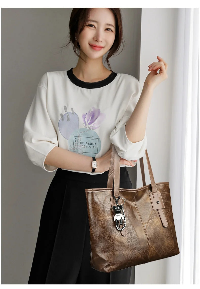 Trendy Women's  New Large Capacity Tote Bag with Horizontal Square Zipper Single Shoulder Handbag