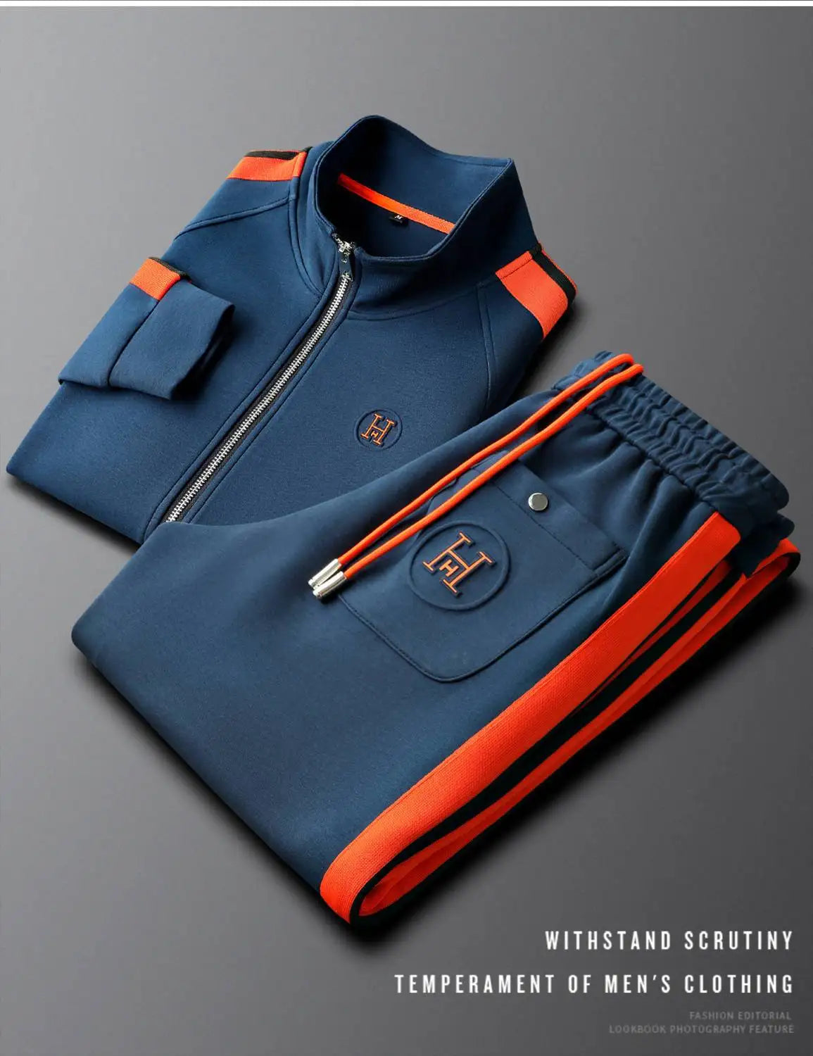 Men Tracksuit Sportswear Set Men's Jacket Trendy ins Embroidered Fashion Men's Jacket Trousers Two-Piece Suit