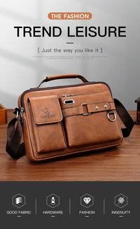 Men's PU Leather Crossbody Messenger Bag – Vintage Designer Style