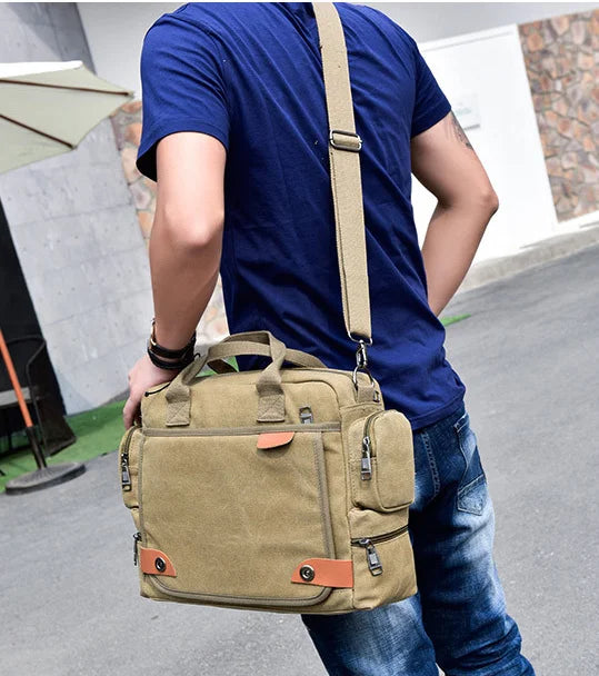 Men's Large Canvas Crossbody Satchel Bag – Travel & Casual Shoulder Bag