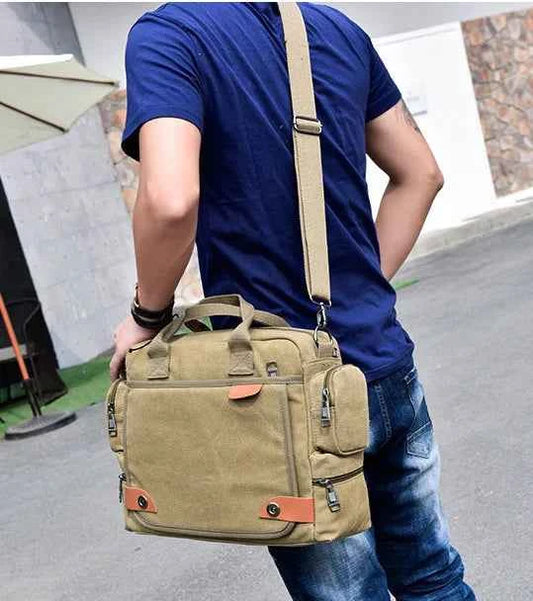 Men's Large Canvas Crossbody Satchel Bag – Travel & Casual Shoulder Bag