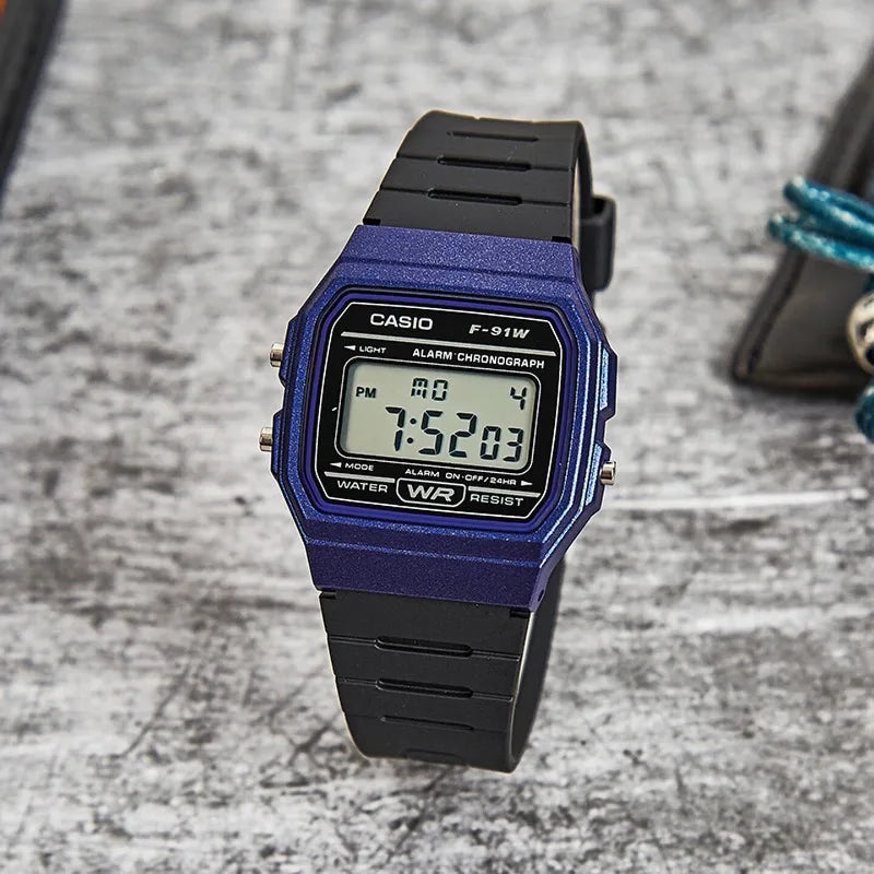 Casio F91W Retro Waterproof Watch - Fashionable Simple Small Square LCD Display Electronic Timepiece