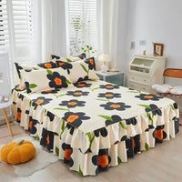 Transform Your Bedroom with Our Floral Bed Skirt Set – Stylish & Protective Bedding