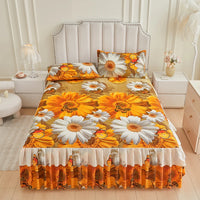 Transform Your Bedroom with Our Floral Bed Skirt and Pillowcase Set