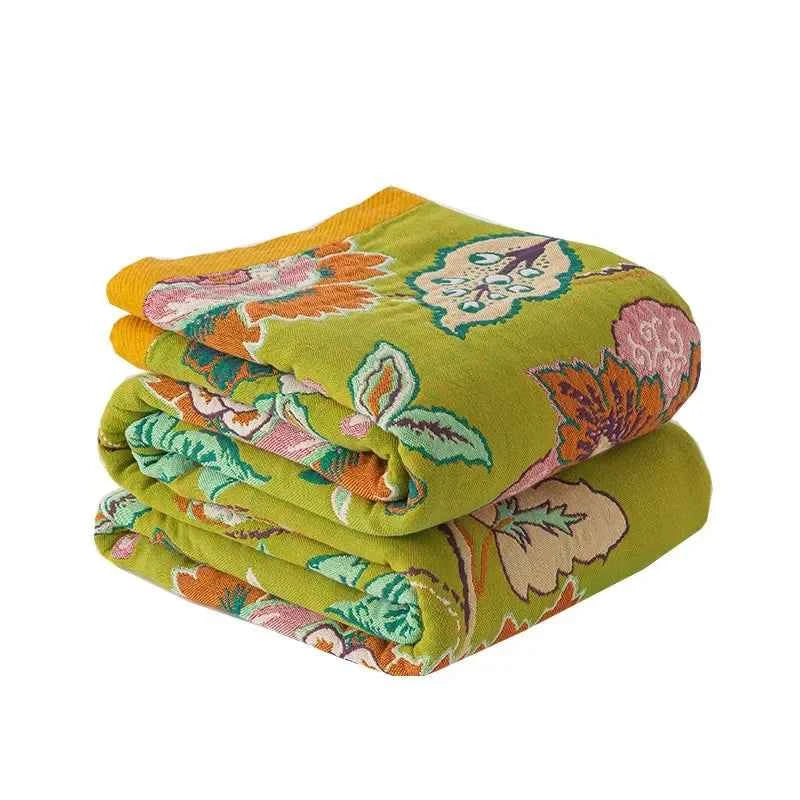 New Flowers Cotton Blanket Bedspread Double-sided Sofa Cover Household Light Luxury Nap Bed Blanket Summer Cool Quilt Bed Sheet