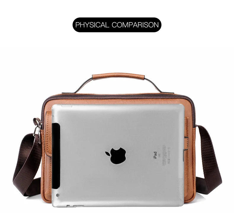 Men's PU Leather Crossbody Messenger Bag – Vintage Designer Style