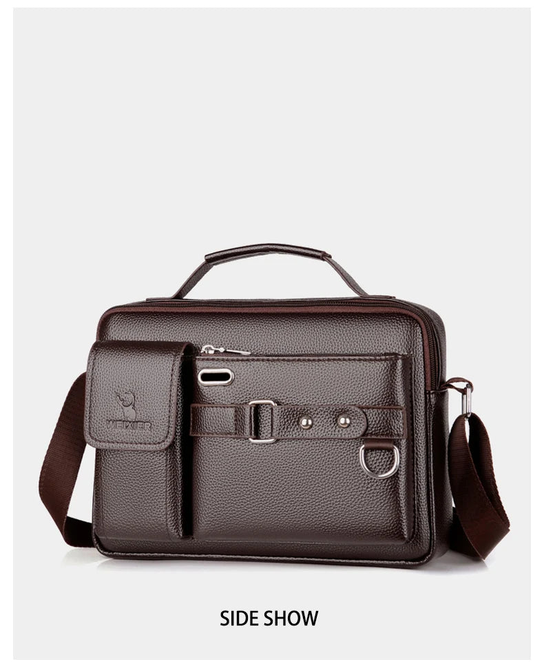 Men's PU Leather Crossbody Messenger Bag – Vintage Designer Style