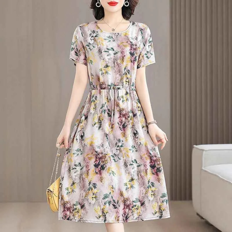 Party Dresses For Women 2026 Plus Size Summer Dress V-Neck Solid short Sleeve  print vintage women clothing
