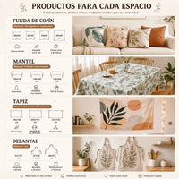 Tablecloth with Botanical and Leaf Print, Mediterranean and Natural Style Dining Room Decoration for Home with Pillowcase 2