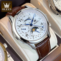 OLEVS Luxury Men Mechanical Watch - Original Digital Moon Phase Waterproof Chronograph Sports Watch