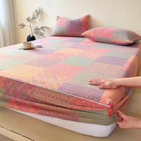 100%Cotton Bed Sheets Jacquard Double-layer Gauze Fitted Bed Sheet with Elastic Single/Queen/King Cotton Gauze sabana para cama