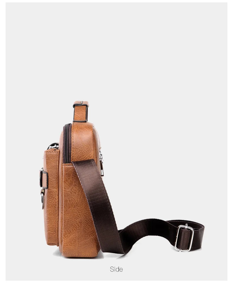 Men's PU Leather Crossbody Messenger Bag – Vintage Designer Style