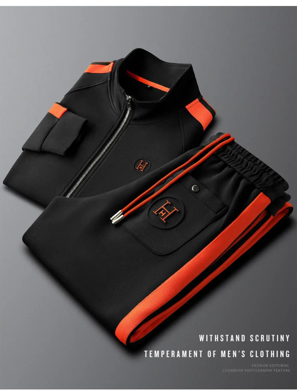 Men Tracksuit Sportswear Set Men's Jacket Trendy ins Embroidered Fashion Men's Jacket Trousers Two-Piece Suit