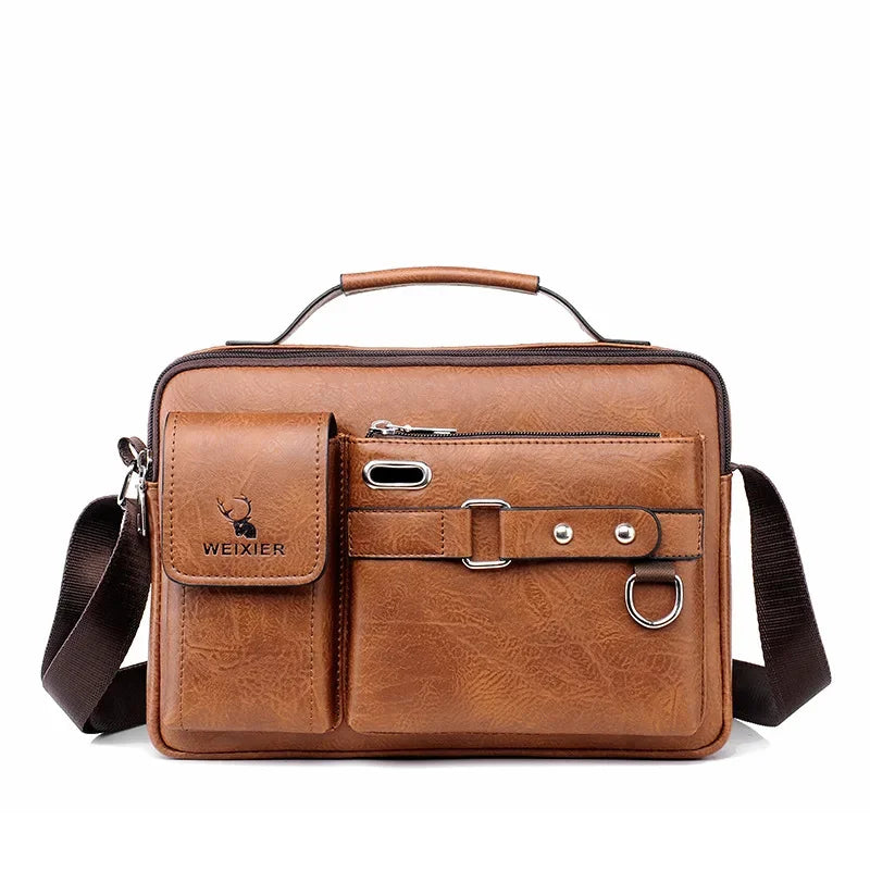 Men's PU Leather Crossbody Messenger Bag – Vintage Designer Style
