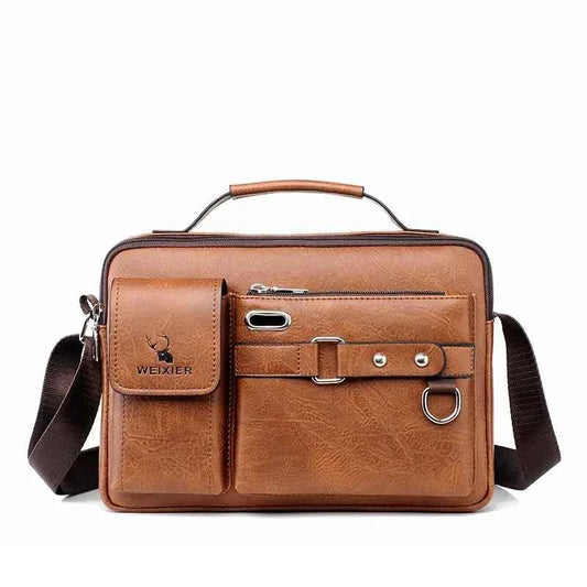 Men's PU Leather Crossbody Messenger Bag – Vintage Designer Style