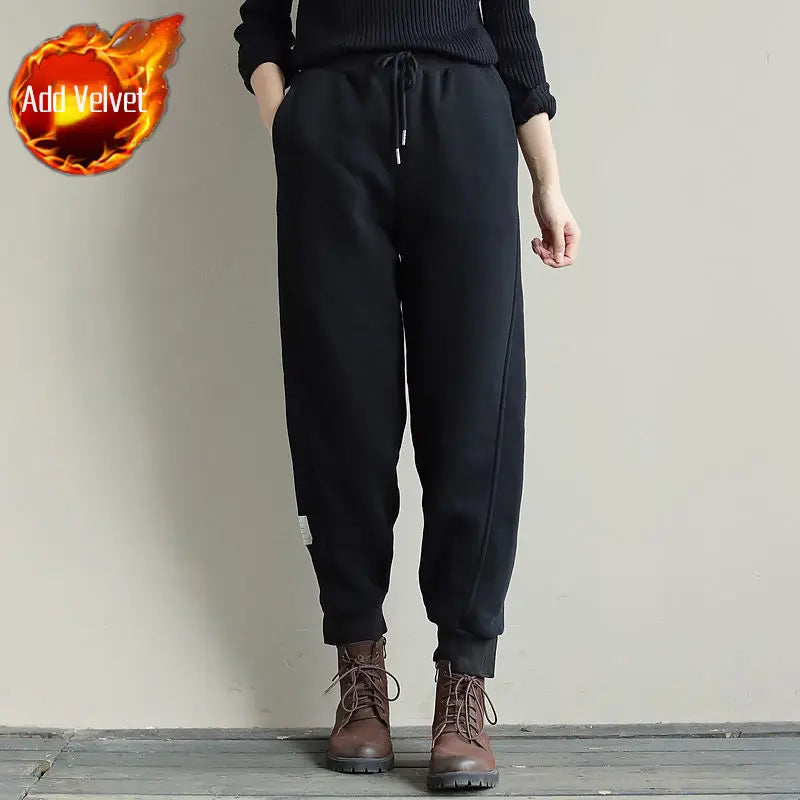 Autumn Winter Loose Woman Trousers Cotton Drawstring Sports Pants for Women Baggy Korean Fashion Sweatpants Chic and Elegant New