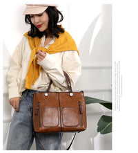 Women's Retro PU Leather Crossbody Handbag Fashion Classical Style Shoulder Purse Casual Daily Bag Large Capacity Tote Simple