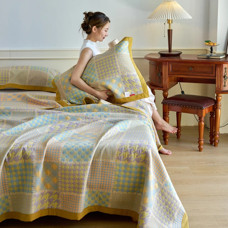 Cozy Up with Our 100% Cotton Bedspread Blanket - Luxurious Retro Charm