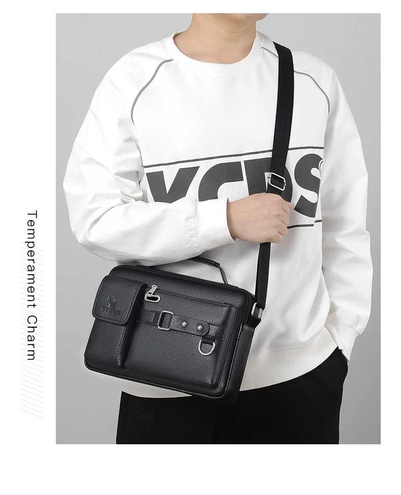 Men's PU Leather Crossbody Messenger Bag – Vintage Designer Style