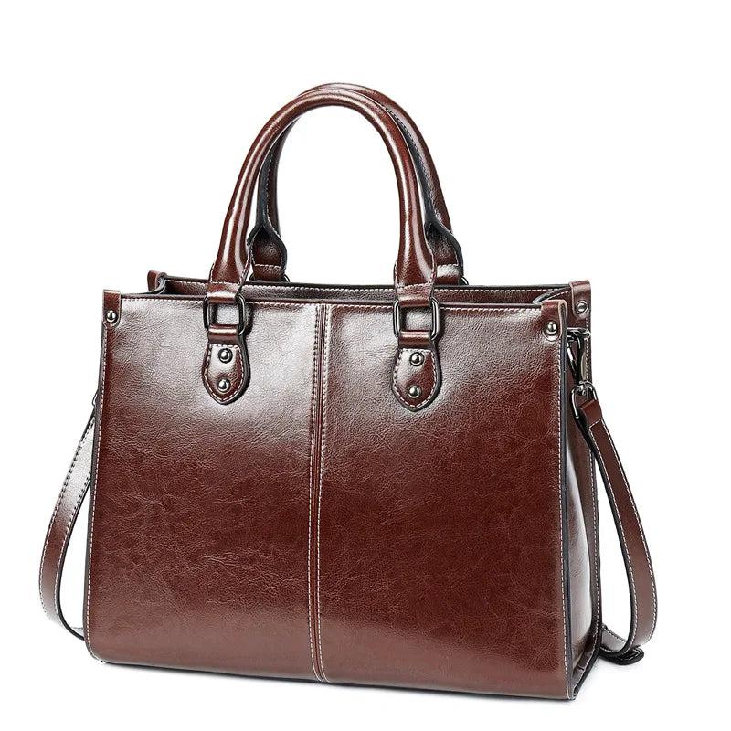 Women Handbag Crossbody Shoulder Tote Bag Genuine Leather Shopping Fashion Office Female Real Cowhide Messenger Top Handle Bags - Genuine Leather Women Handbag