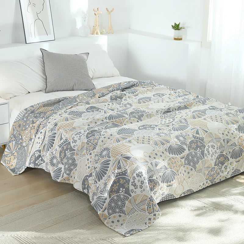 Cotton Muslin Throw Blanket - Soft, Versatile Comfort for Home and Travel