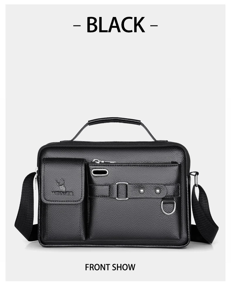 Men's PU Leather Crossbody Messenger Bag – Vintage Designer Style