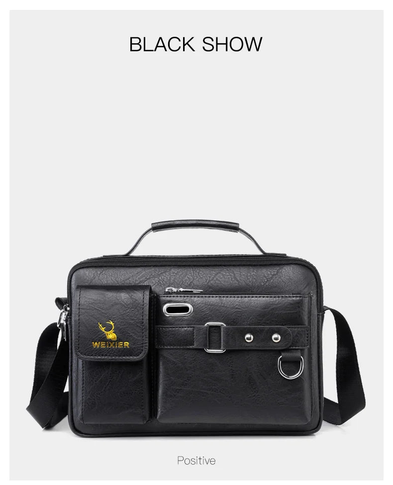 Men's PU Leather Crossbody Messenger Bag – Vintage Designer Style