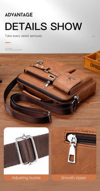 Men's PU Leather Crossbody Messenger Bag – Vintage Designer Style