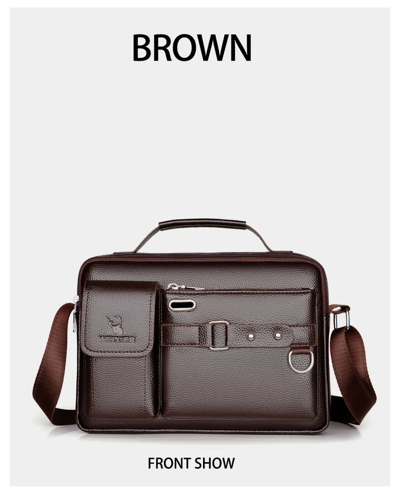 Men's PU Leather Crossbody Messenger Bag – Vintage Designer Style
