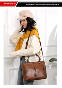 Women's Retro PU Leather Crossbody Handbag Fashion Classical Style Shoulder Purse Casual Daily Bag Large Capacity Tote Simple