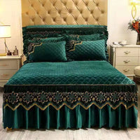 European Luxury Quilted Bed Skirt - Thicken Velvet King Size Winter Bedspread
