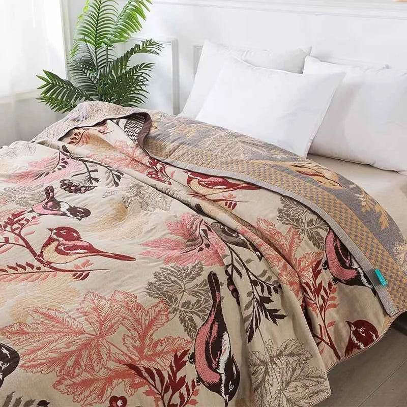 100% Cotton Gauze Towel Blanket Multifunctional Throw for Office Sofa Nap, Bed Sheet Alternative for Adults, Breathable Lightwei