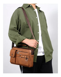 Men's PU Leather Crossbody Messenger Bag – Vintage Designer Style