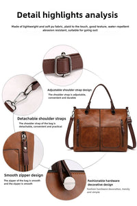 Women's Retro PU Leather Crossbody Handbag Fashion Classical Style Shoulder Purse Casual Daily Bag Large Capacity Tote Simple
