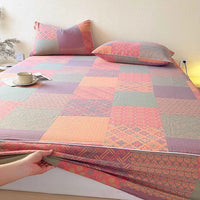 100%Cotton Bed Sheets Jacquard Double-layer Gauze Fitted Bed Sheet with Elastic Single/Queen/King Cotton Gauze sabana para cama