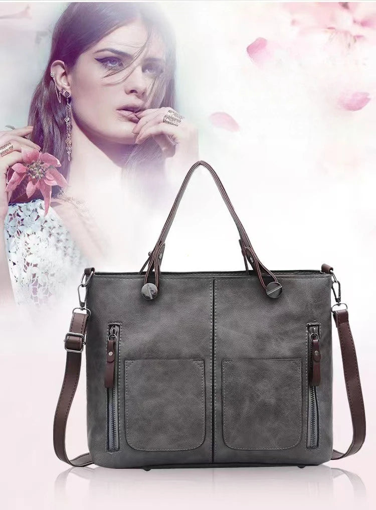 Women's Retro PU Leather Crossbody Handbag Fashion Classical Style Shoulder Purse Casual Daily Bag Large Capacity Tote Simple