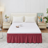 Bed Skirt Ruffles Wrap Around Style Elastic Washable Bed Dust Cover Solid Color Bed Protector for Hotels