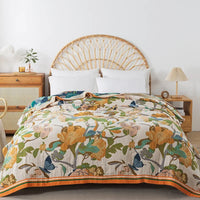 Charming Cotton Floral Bedspread Blanket for Cozy Summer Comfort