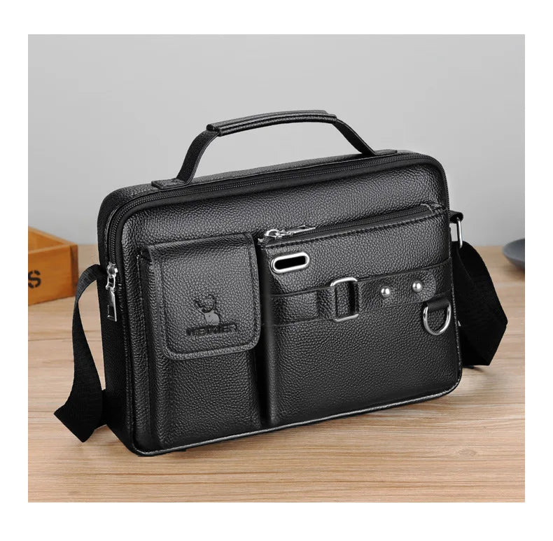 Men's PU Leather Crossbody Messenger Bag – Vintage Shoulder Bag