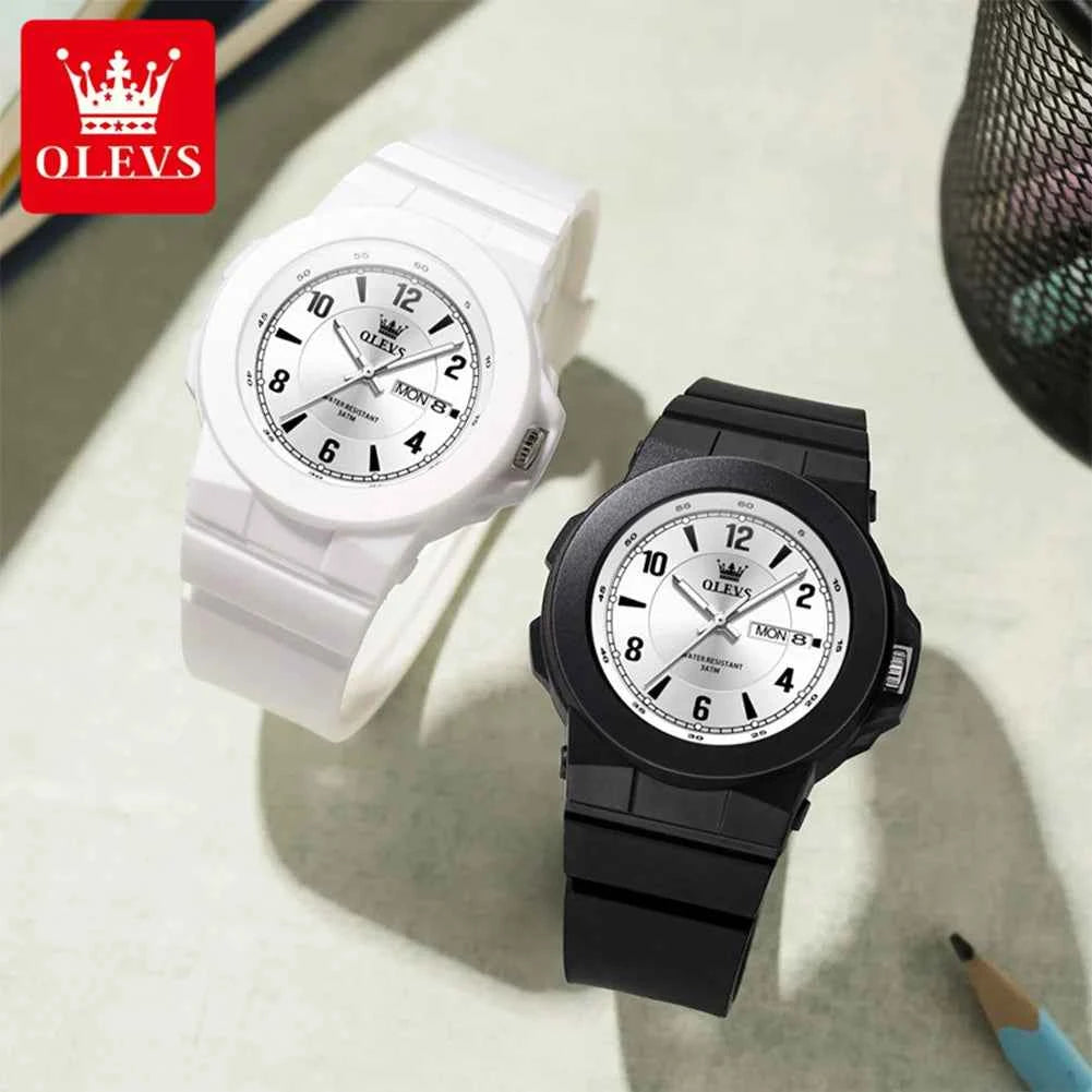 OLEVS 5681 Quartz Watch Digital Simplicity Student Watch Fashion Silicone Strap High Hardness Glass Waterproof Sports Men Watch