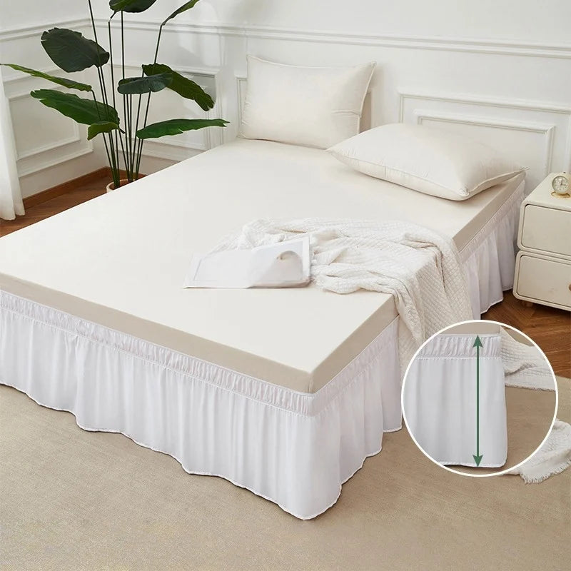 1PC Ruffled Bed Skirts with Ruffles - Double Layers, 200cm x 180/120cm, Wrinkle & Fade Resistant Fabric